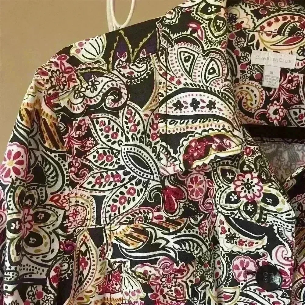 Charter Club Women's XL Paisley Button-Up Blazer Multicolor Jacket - Picture 3 of 10